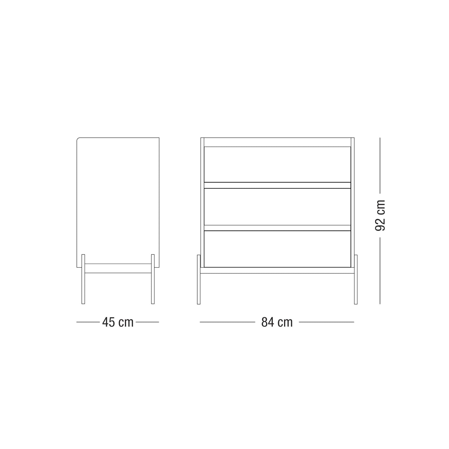 Commode haute 'Yerta' - 3 tiroirs