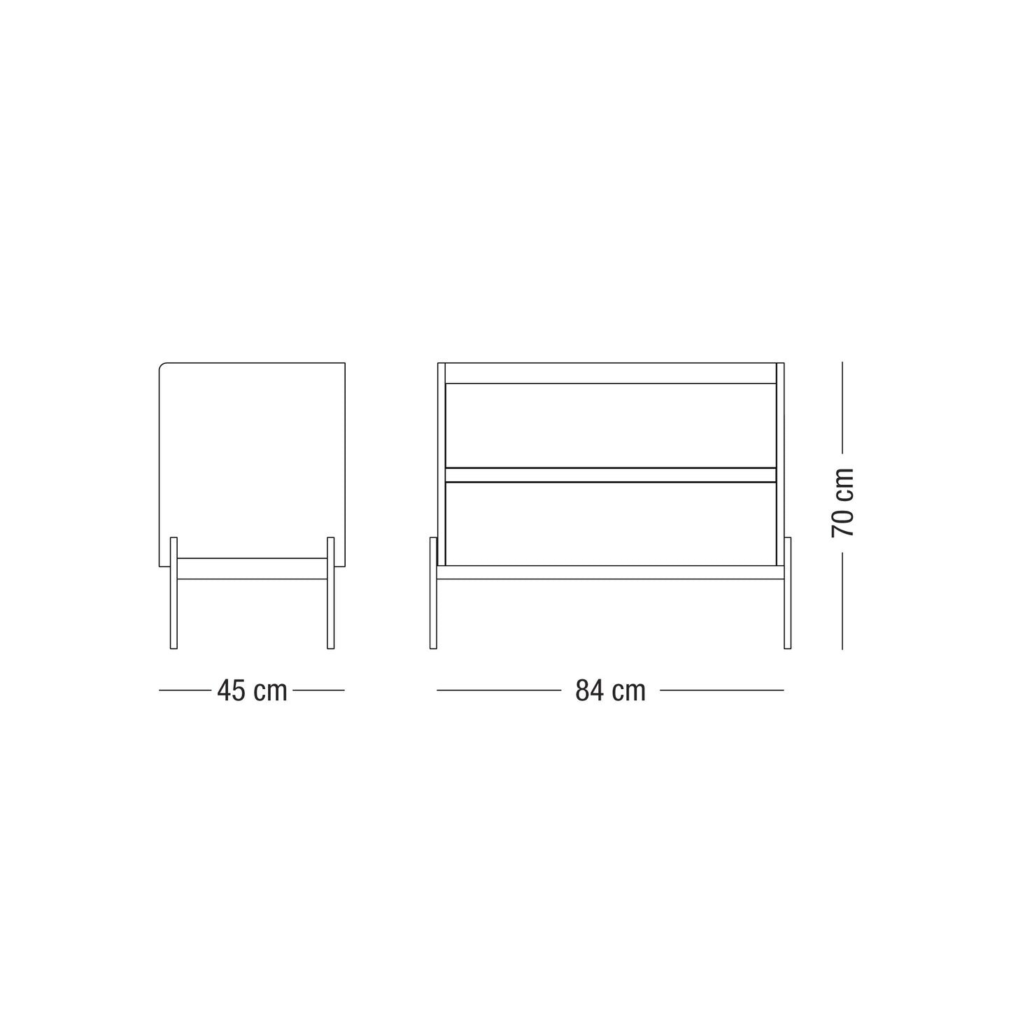 'Yerta' Tall Dresser - 2 drawers