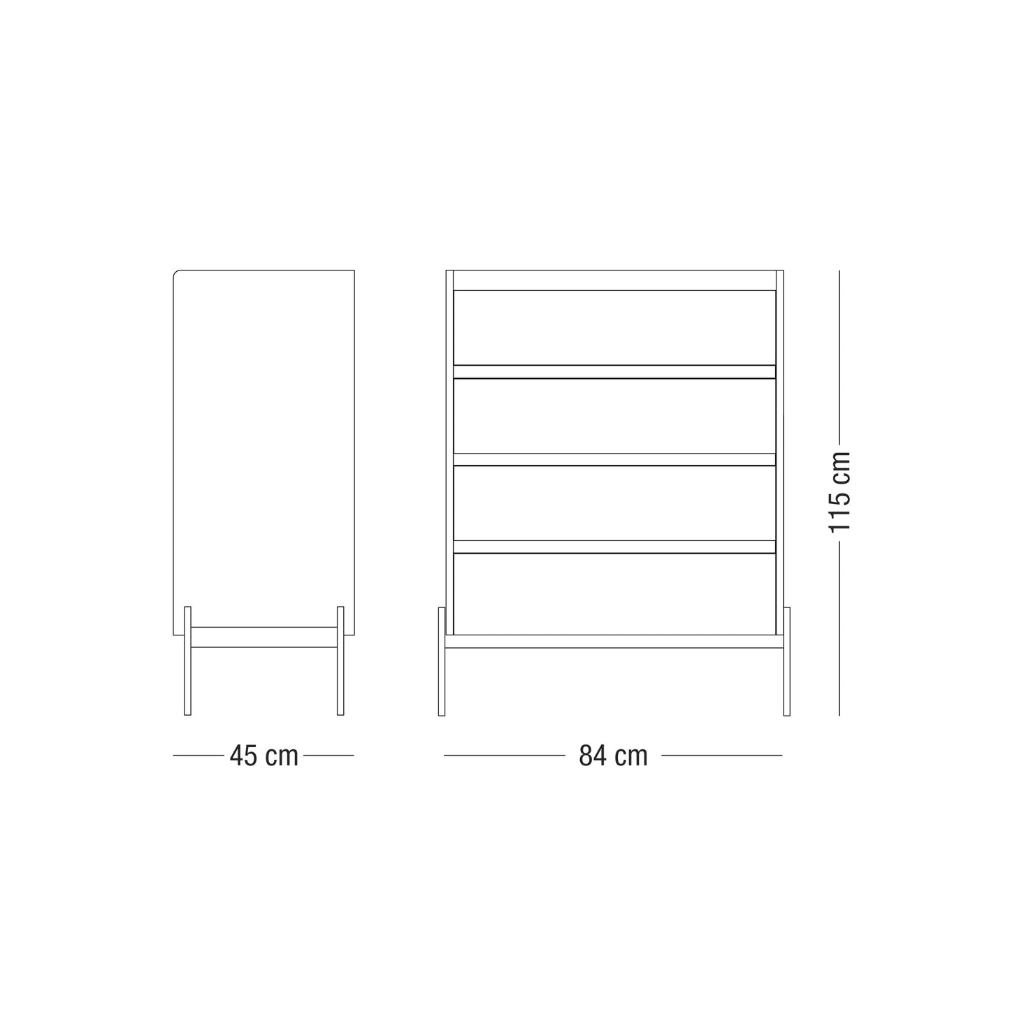 'Yerta' Tall Dresser - 4 drawers