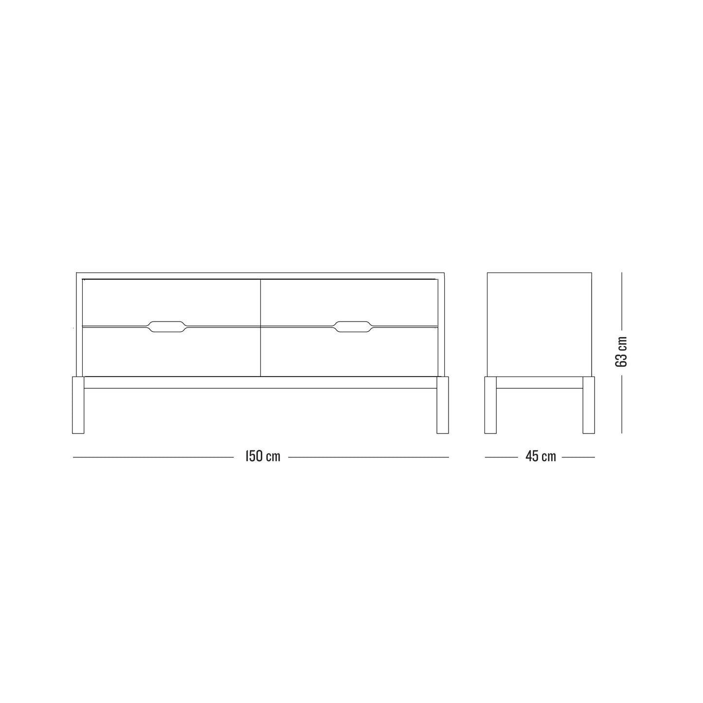 'Canchewow' Low Dresser 4 drawers